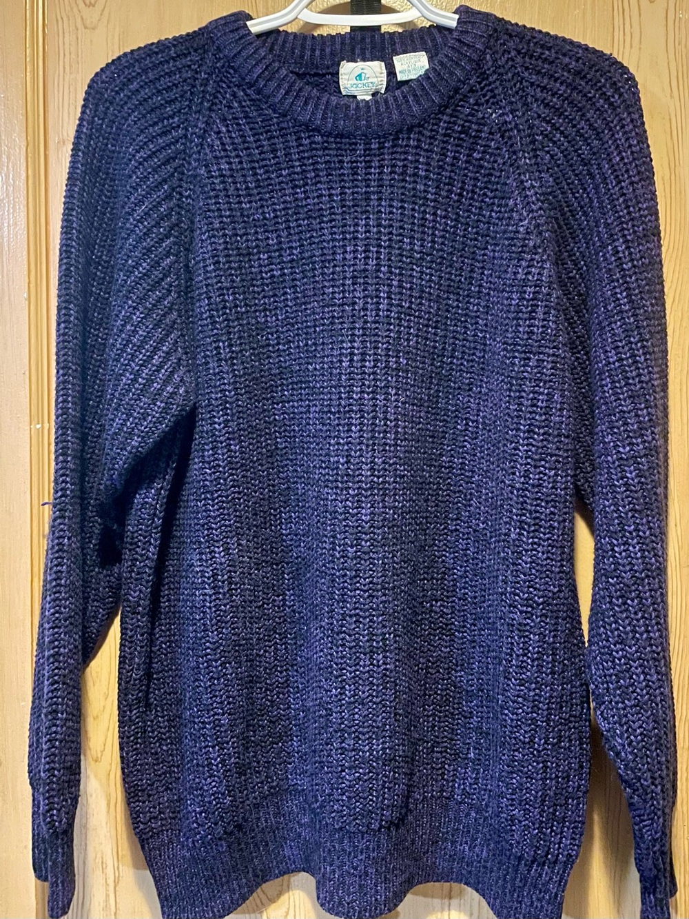 VTG Jockey Chunky Ribbed Knit Sweater Purple Marled Excellent Condition